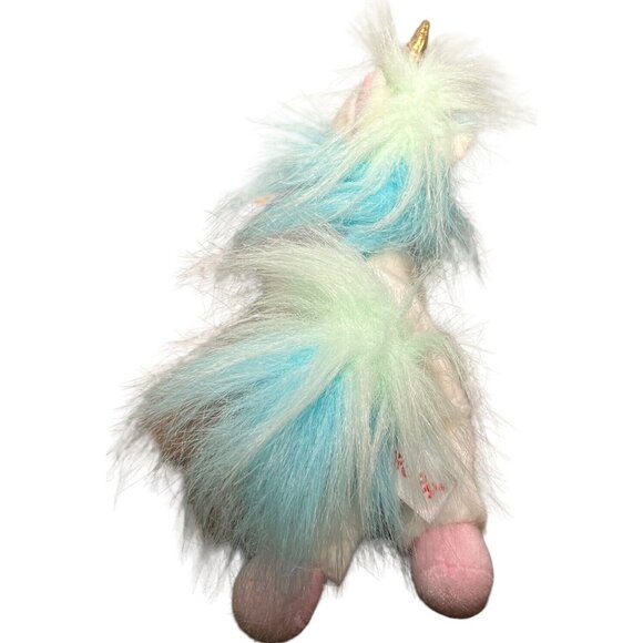 Aurora Unicorn Plush Stuffed Animal 9" White Pink Pastel Mane Tail Gold Horn - Picture 5 of 9